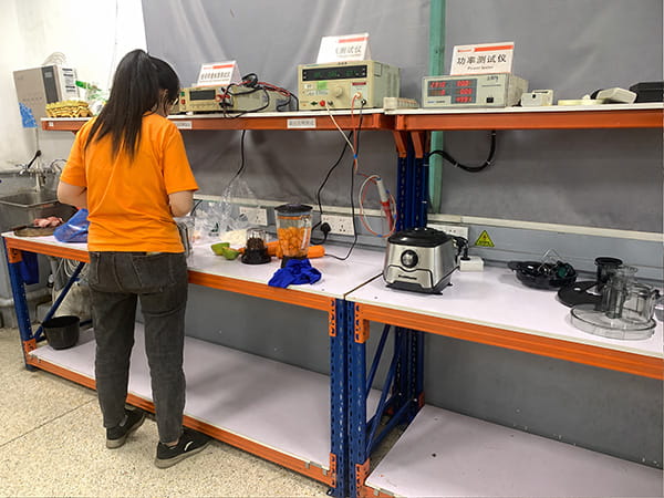 Blender testing at a factory in China